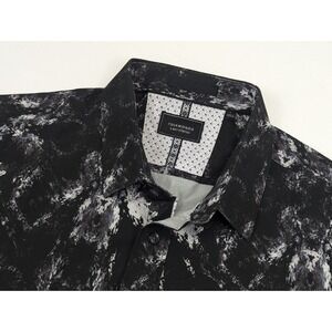 7 Diamonds Shirt Mens LG Large White Black 4 Way Stretch Button Up